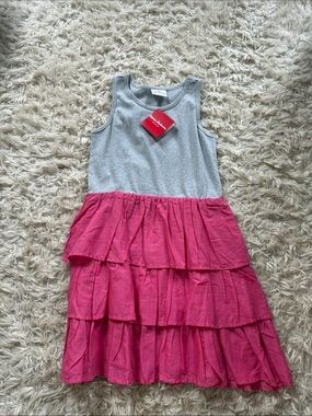 NWT. Hanna Andersson Gray Tank Top with Hot Pink Tiered Skirt